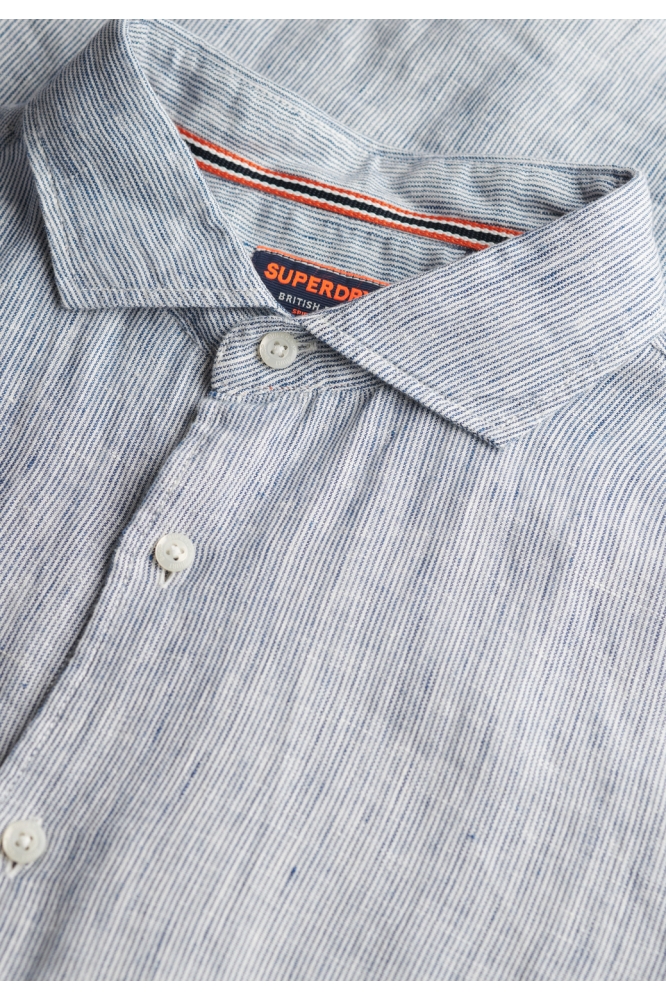 VACATION LINEN S S SHIRT M4010937A NAVY TICKING LINEN